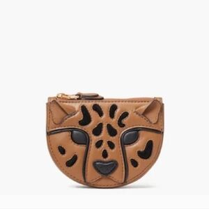 Kate Spade New York Leather Lucy 3D Leopard Tiger Coin Purse Wallet